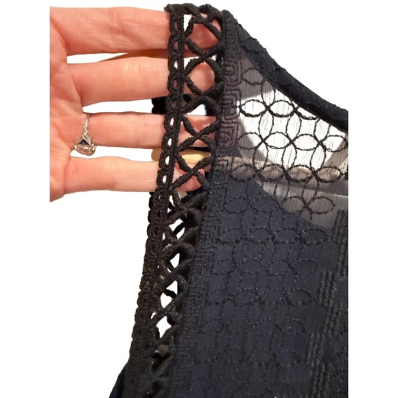 Free People Wherever You Go Mini Dress Size 4 Navy Blue Babydoll Lace Crochet - Picture 10 of 14